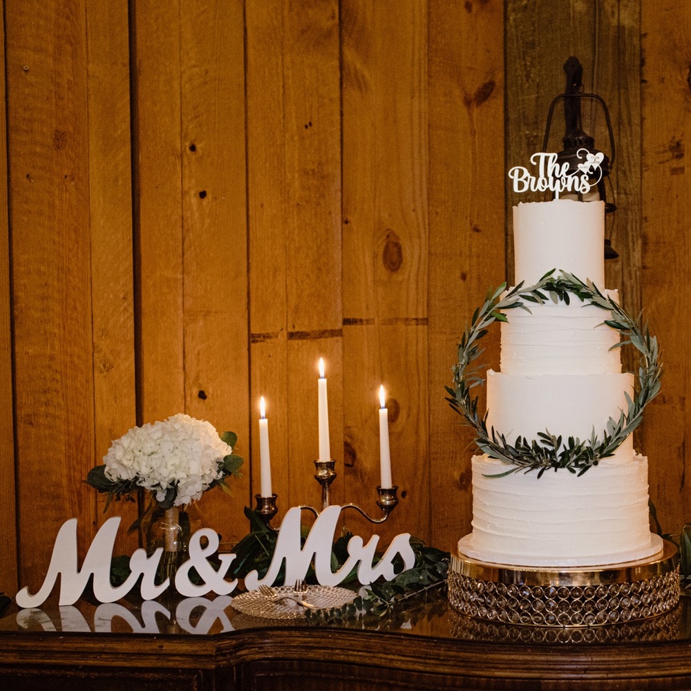 White Mr & Mrs wooden wedding decor
